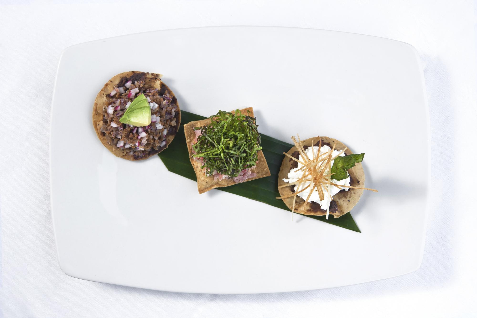 Plated seasonal starter with herbs
